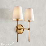 Art Fabric Lamp Shade Rhodes Double Wall Sconce - Zonesus