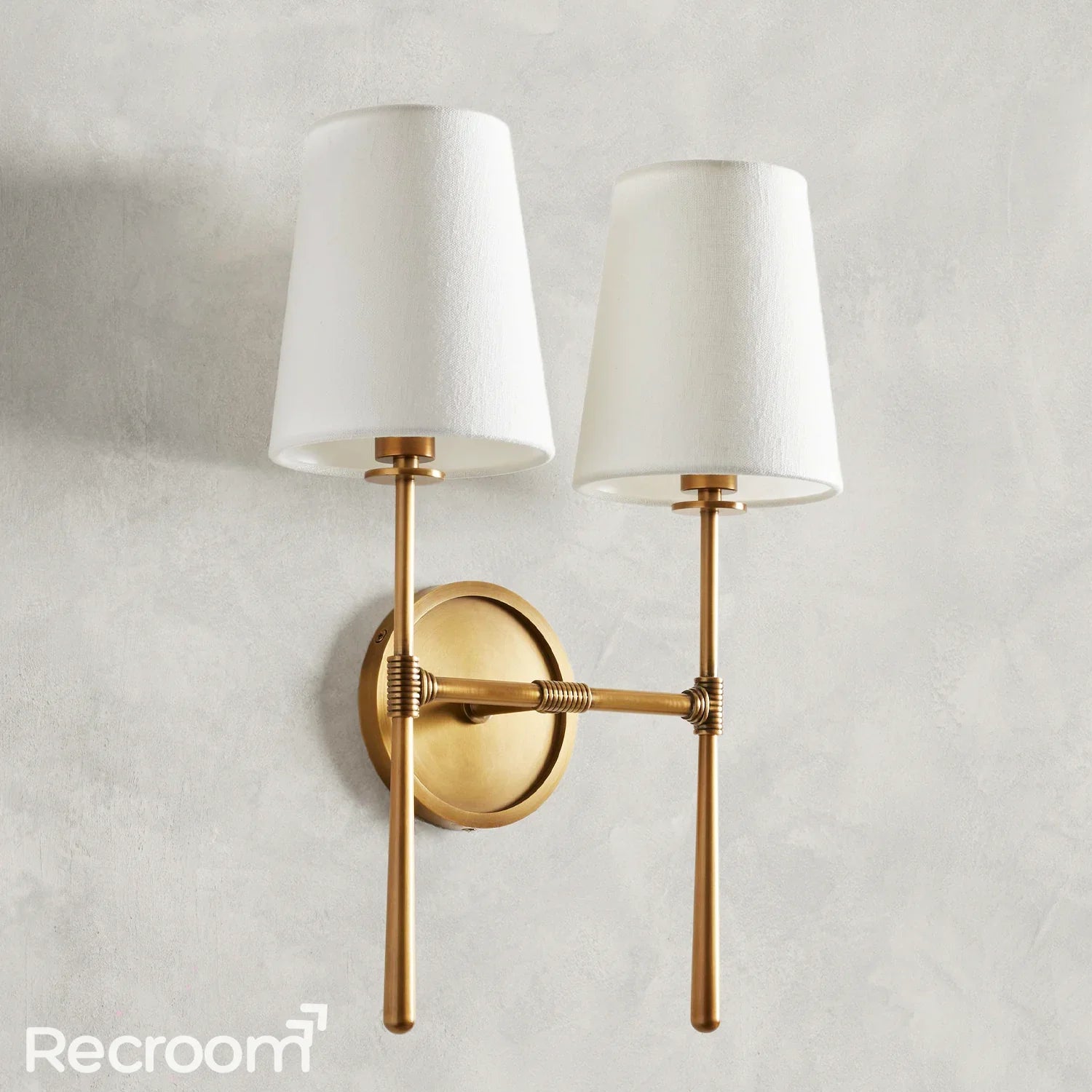 Art Fabric Lamp Shade Rhodes Double Wall Sconce - Zonesus