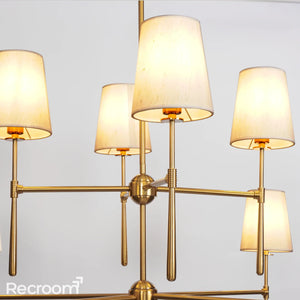Art Fabric Lamp Shade Rhodes 2-Tier Round Chandelier 48 - Zonesus