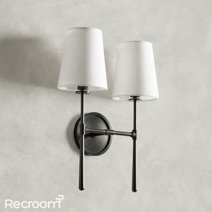 Art Fabric Lamp Shade Rhodes Double Wall Sconce - Zonesus