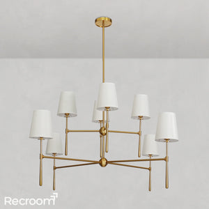 Art Fabric Lamp Shade Rhodes 2-Tier Round Chandelier 48 - Zonesus