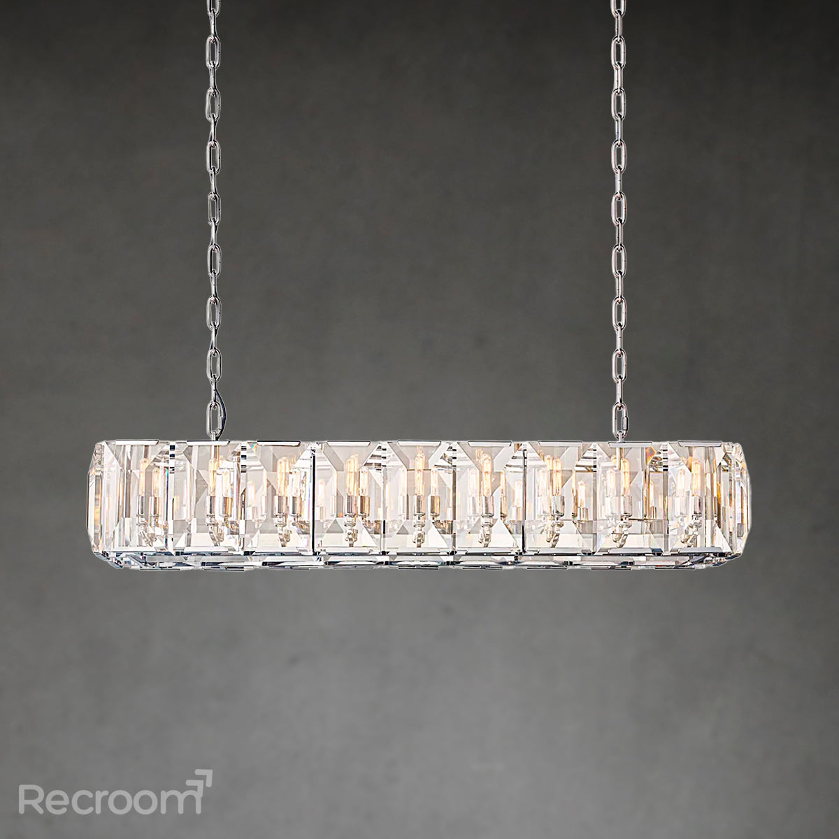 Harllow Multi Crystal Rectangular Chandelier 42“ 54” 62“ 74” - Zonesus
