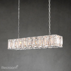 Harllow Multi Crystal Rectangular Chandelier 42“ 54” 62“ 74” - Zonesus