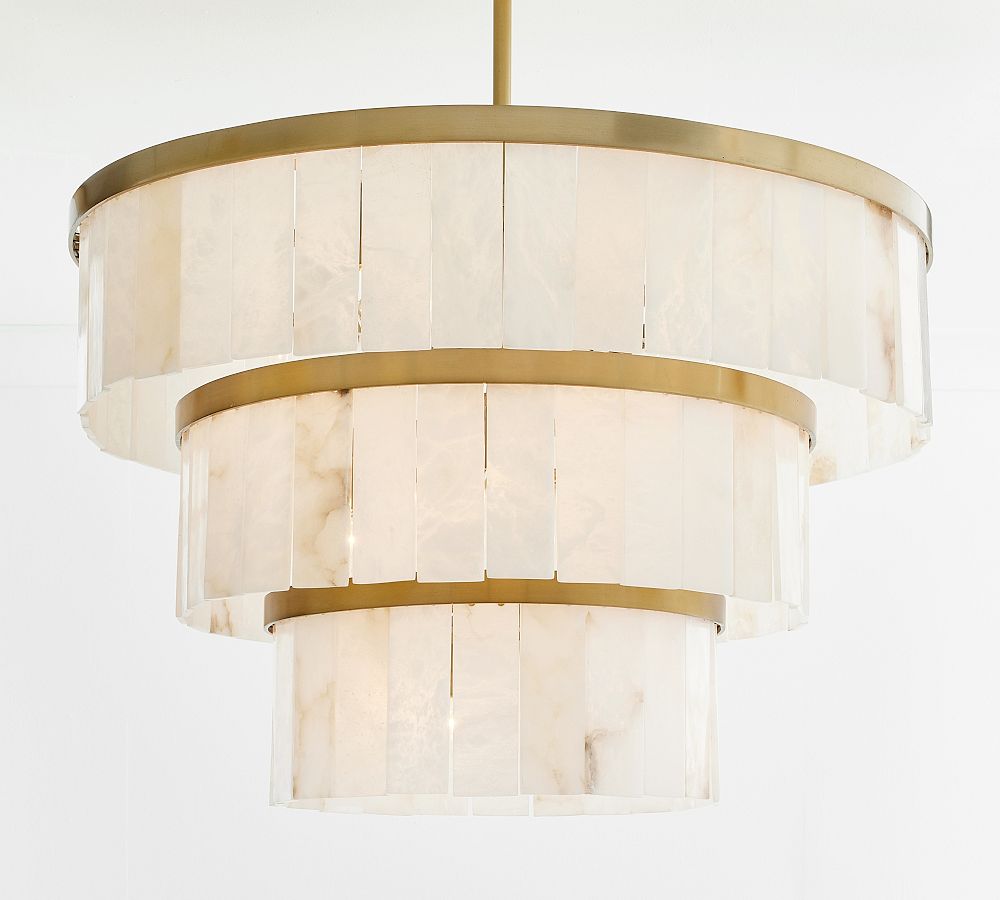 Windham Alabaster 3 Tier Chandelier (35") - Zonesus