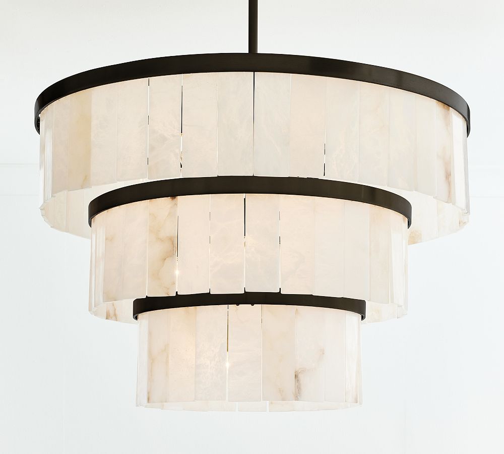 Windham Alabaster 3 Tier Chandelier (35") - Zonesus