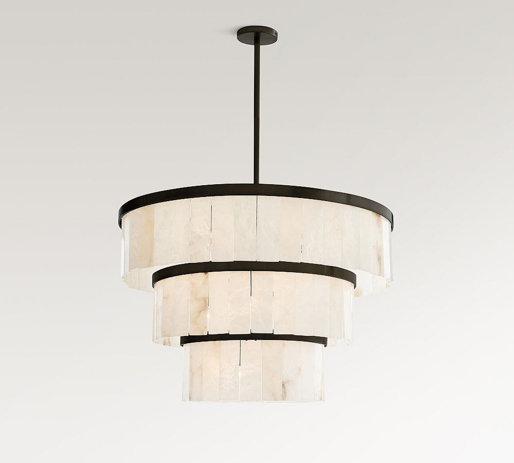 Windham Alabaster 3 Tier Chandelier (35") - Zonesus