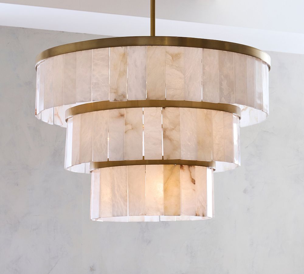 Windham Alabaster 3 Tier Chandelier (35") - Zonesus