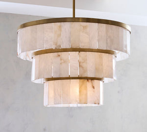 Windham Alabaster 3 Tier Chandelier (35") - Zonesus
