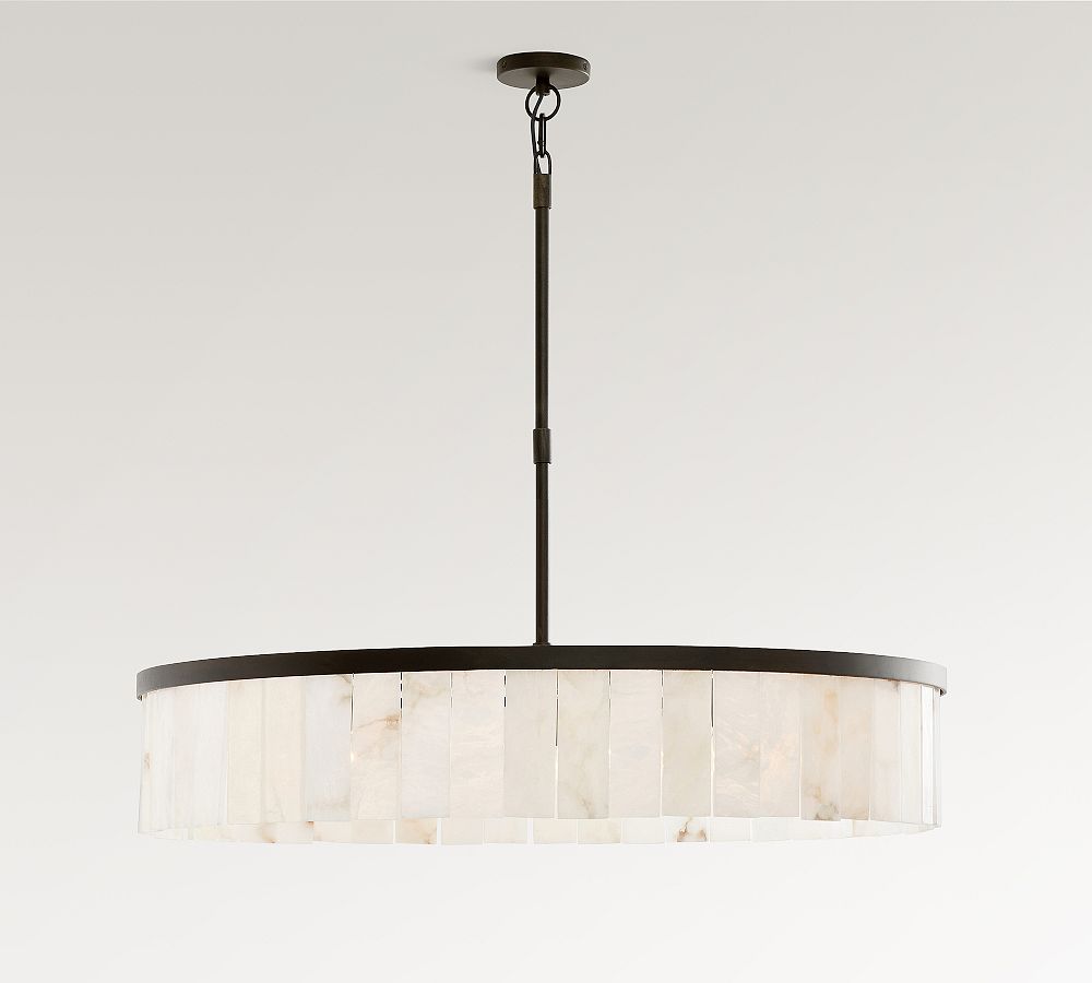 Windham Alabaster Tile Round Chandelier (30"-42") - Zonesus