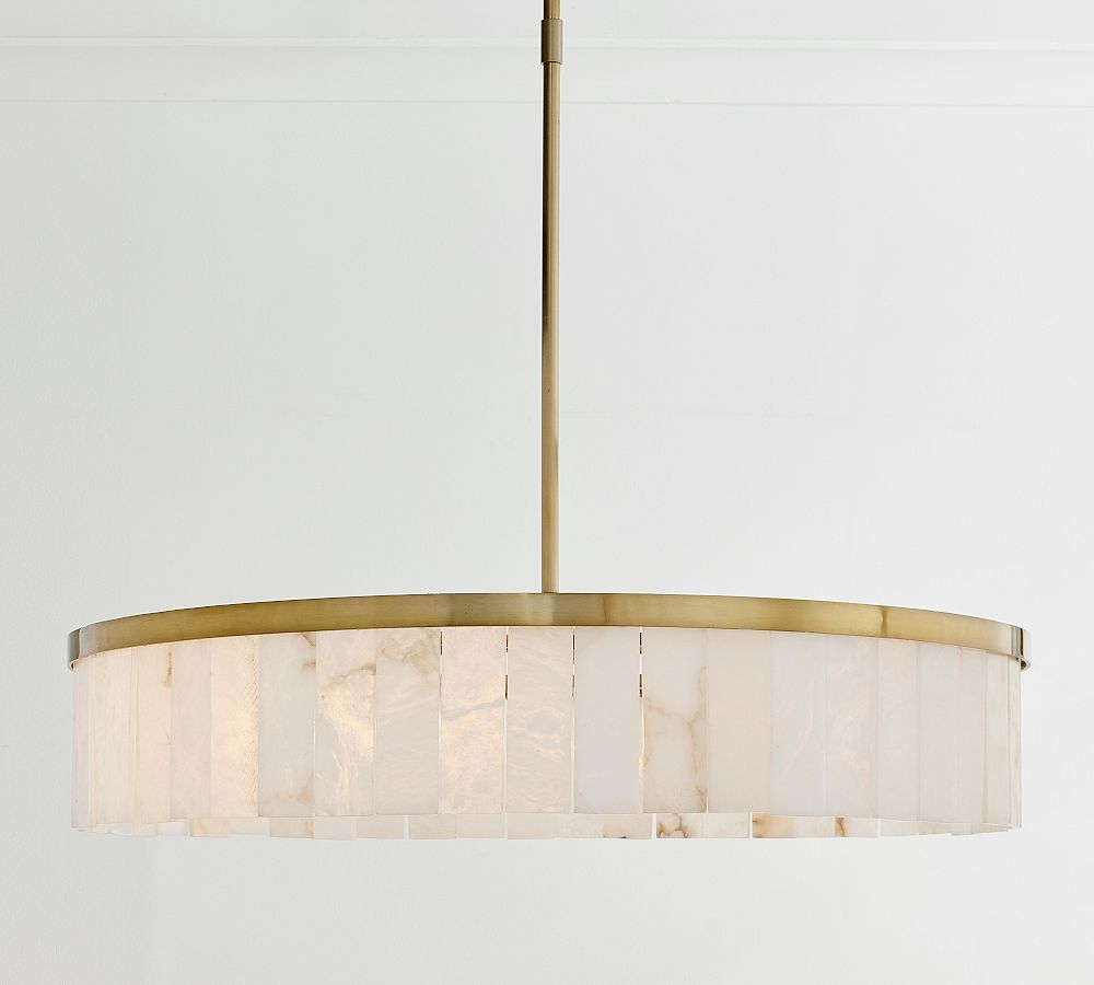 Windham Alabaster Tile Round Chandelier (30"-42") - Zonesus