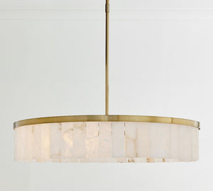 Windham Alabaster Tile Round Chandelier (30"-42") - Zonesus