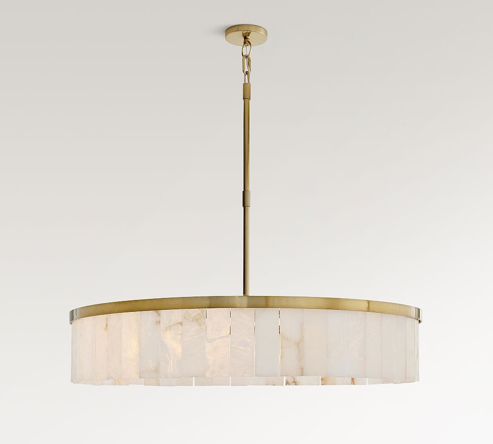 Windham Alabaster Tile Round Chandelier (30"-42") - Zonesus