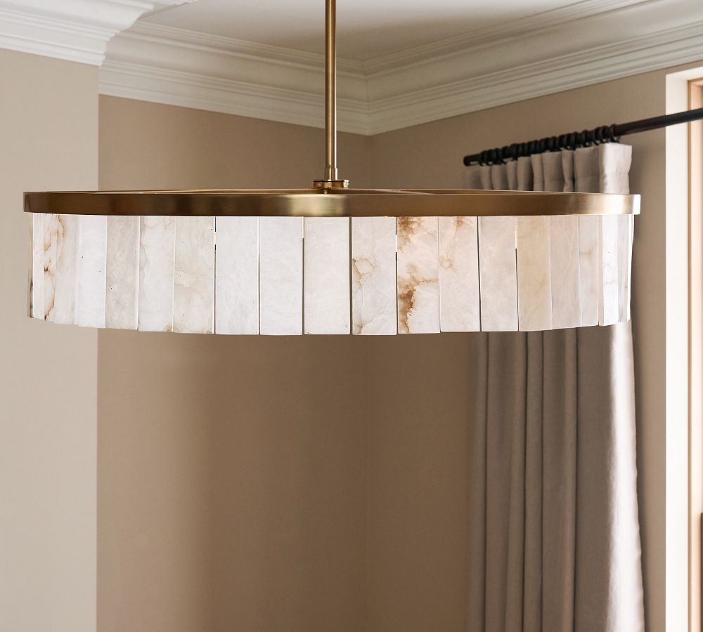 Windham Alabaster Tile Round Chandelier (30"-42") - Zonesus