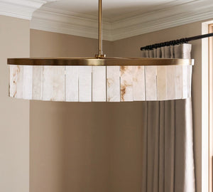 Windham Alabaster Tile Round Chandelier (30"-42") - Zonesus