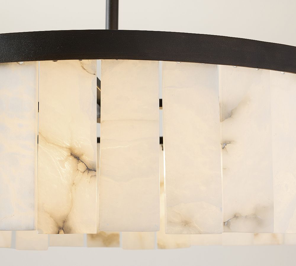 Windham Alabaster Tile Round Chandelier (30"-42") - Zonesus
