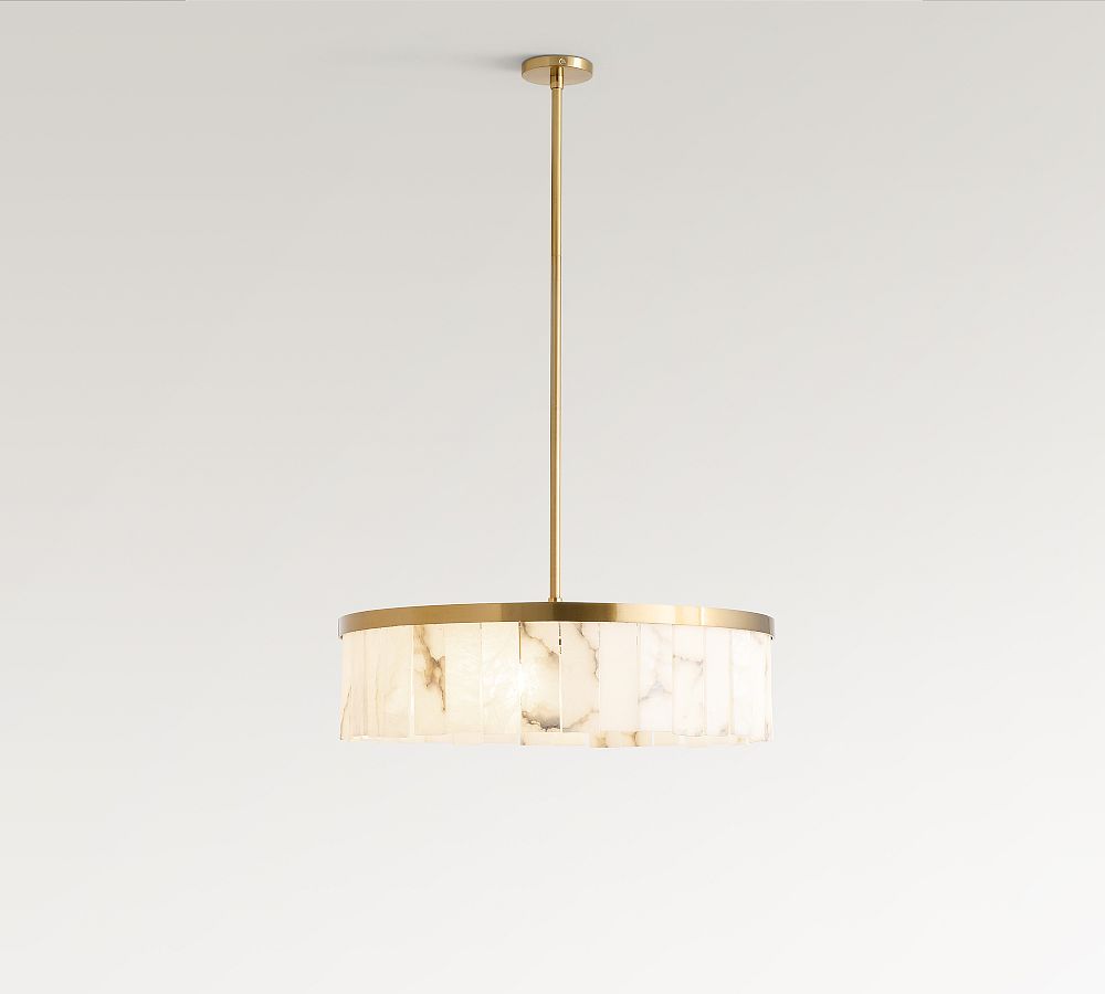 Windham Alabaster Tile Round Chandelier (30"-42") - Zonesus