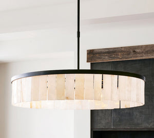 Windham Alabaster Tile Round Chandelier (30"-42") - Zonesus