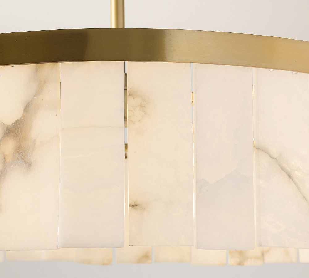Windham Alabaster Tile Round Chandelier (30"-42") - Zonesus