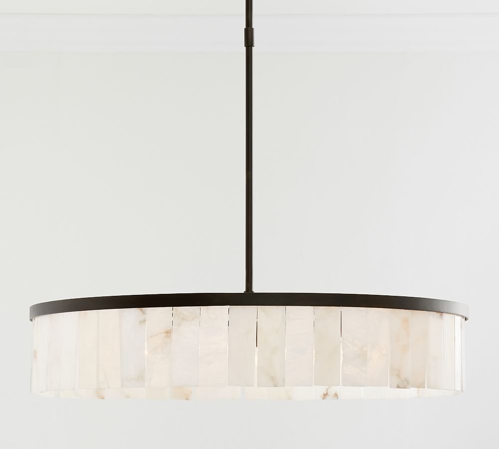 Windham Alabaster Tile Round Chandelier (30"-42") - Zonesus
