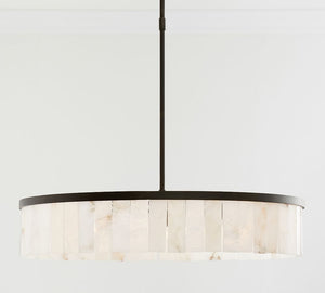 Windham Alabaster Tile Round Chandelier (30"-42") - Zonesus