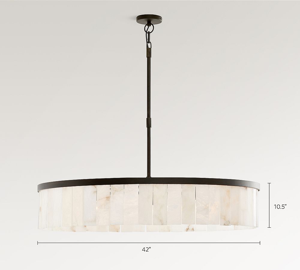 Windham Alabaster Tile Round Chandelier (30"-42") - Zonesus