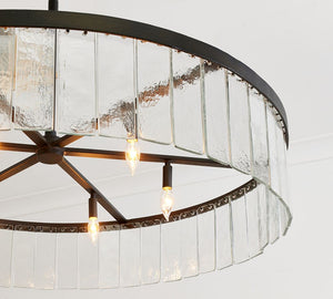 Windham Recycled Glass Tile Round Chandelier (42") - Zonesus