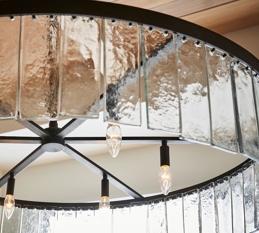 Windham Recycled Glass Tile Round Chandelier (42") - Zonesus