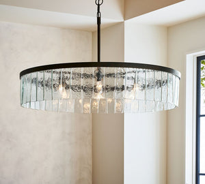 Windham Recycled Glass Tile Round Chandelier (42") - Zonesus